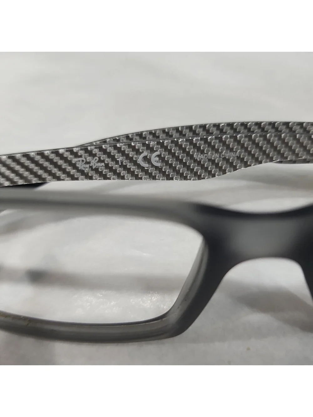 Ray Ban RB8901 5244 Gray Carbon Fiber Rectangle Eyeglasses 53-17 145 Read